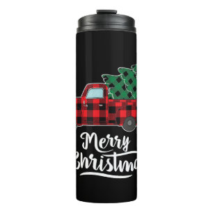 Merry Christmas Buffalo Plaid Christmas Tree Red Thermal Tumbler