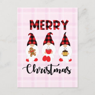 Merry Christmas- Buffalo Plaid Gnomes Postcard