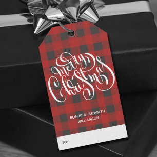 Merry Christmas Buffalo Plaid Holiday Gift Tags