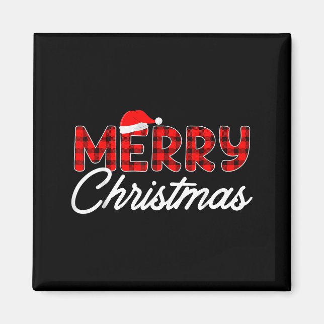 Merry Christmas Buffalo Plaid  Magnet (Front)