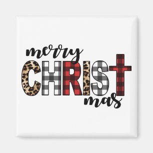 Merry CHRISTmas Buffalo Plaid Magnet