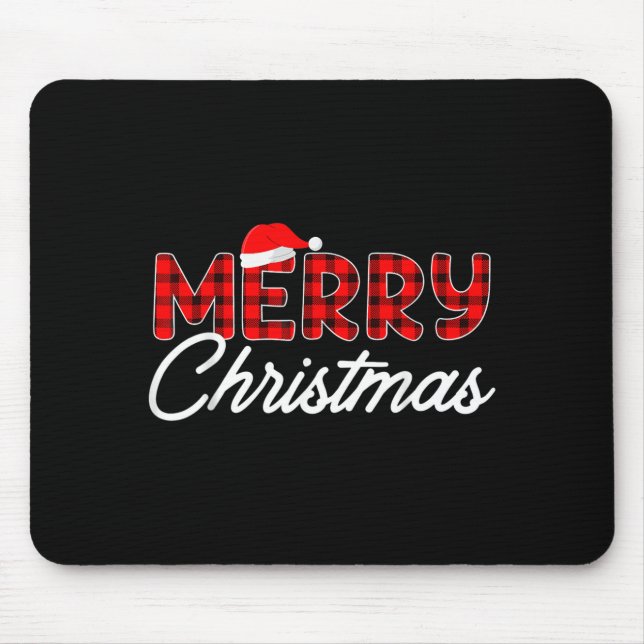 Merry Christmas Buffalo Plaid  Mouse Pad (Front)