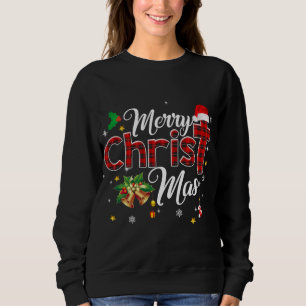 Merry Christmas Buffalo Plaid Red Christian Cross Sweatshirt