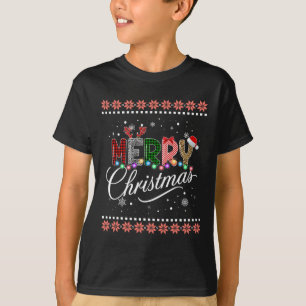 Merry Christmas Buffalo Plaid Red Santa Family Mat T-Shirt