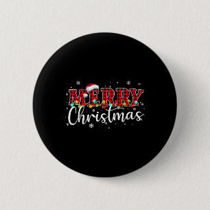 Merry Christmas Buffalo Plaid Red Santa Family Xma 6 Cm Round Badge