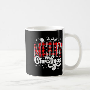 Merry Christmas Buffalo Plaid Red Santa Family Xma Coffee Mug
