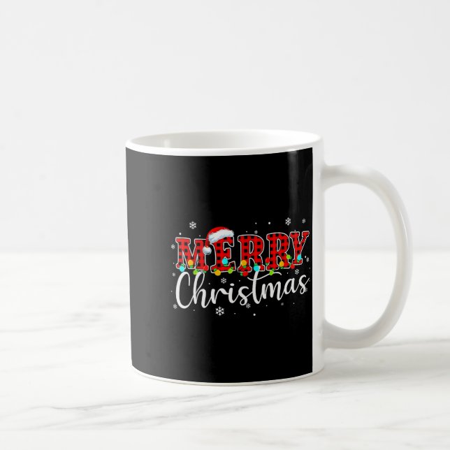 Merry Christmas Buffalo Plaid Red Santa Family Xma Coffee Mug (Right)