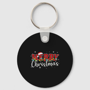 Merry Christmas Buffalo Plaid Red Santa Family Xma Key Ring