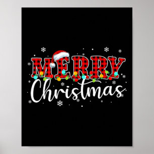 Merry Christmas Buffalo Plaid Red Santa Family Xma Poster