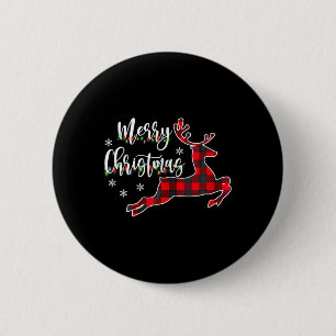 Merry Christmas Buffalo Plaid Red Santa Hat Xmas P 6 Cm Round Badge