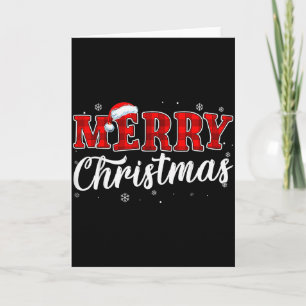 Merry Christmas Buffalo Plaid Red Santa Hat Xmas P Card