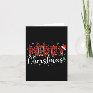 Merry Christmas Buffalo Plaid Red Santa Hat Xmas P Card