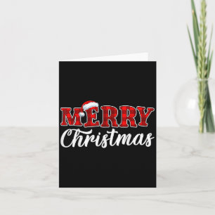 Merry Christmas Buffalo Plaid Red Santa Hat Xmas P Card