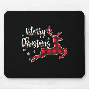 Merry Christmas Buffalo Plaid Red Santa Hat Xmas P Mouse Pad