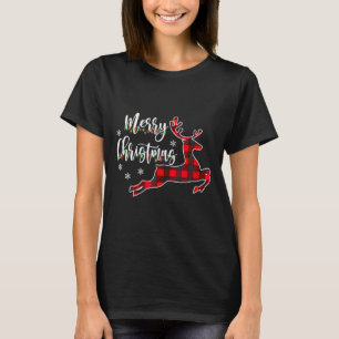 Merry Christmas Buffalo Plaid Red Santa Hat Xmas P T-Shirt