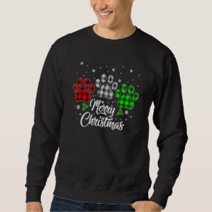 Merry Christmas Buffalo Plaid  Red White Green Dog Sweatshirt