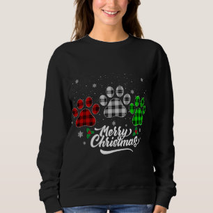 Merry Christmas Buffalo Plaid Red White Green Dog Sweatshirt