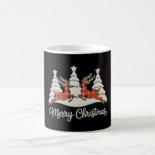 Merry Christmas Buffalo Plaid Reindeer Xmas Tree Coffee Mug