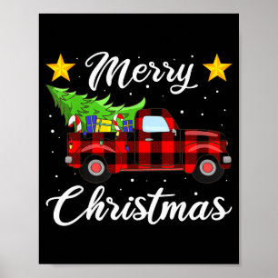 Merry Christmas Buffalo Plaid Shirt, Red Truck Tre Poster