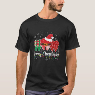 Merry Christmas Buffalo Plaid Tooth Dental Leopard T-Shirt