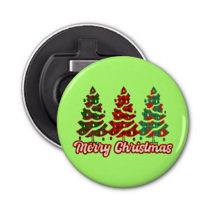 Merry Christmas Buffalo Plaid Trees-42019 Bottle Opener