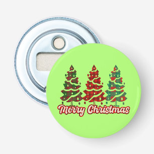 Merry Christmas Buffalo Plaid Trees Design-42019 Bottle Opener