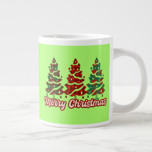 Merry Christmas Buffalo Plaid Trees Design-42019 Large Coffee Mug
