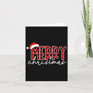 Merry Christmas Buffalo Red Plaid Santa Hat Xmas P Card