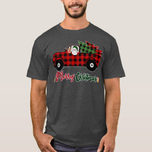 Merry Christmas Buffalo Truck Santa Reindeer Red P T-Shirt