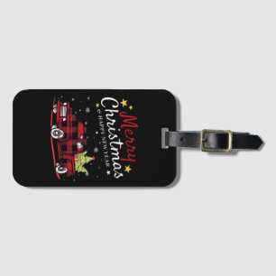 Merry Christmas Buffalo Truck Snowman Tree Red Pla Luggage Tag