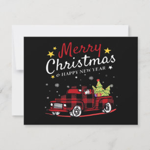 Merry Christmas Buffalo Truck Snowman Tree Red Pla Save The Date