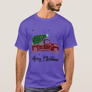 Merry Christmas Buffalo Truck Tree Red Plaid For M T-Shirt