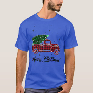 Merry Christmas Buffalo Truck Tree Red Plaid For M T-Shirt