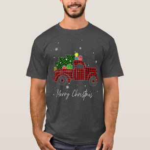 Merry Christmas Buffalo Truck Tree Red Plaid For M T-Shirt