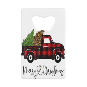 Merry Christmas Buffalo Truck Tree Red Plaid Leopa
