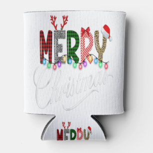 Merry Christmas Buffalo Truck Tree Red Plaid Leopa Can Cooler