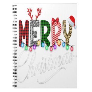 Merry Christmas Buffalo Truck Tree Red Plaid Leopa Notebook