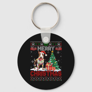 Merry Christmas Bull Terrier Dog Lovers Ugly Xmas Key Ring