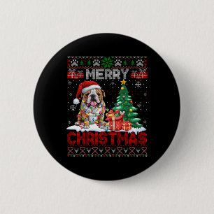 Merry Christmas Bulldog Dog Lovers Family Ugly Xma 6 Cm Round Badge