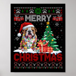 Merry Christmas Bulldog Dog Lovers Family Ugly Xma Poster