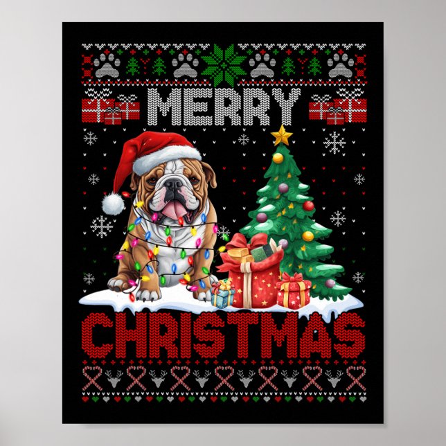 Merry Christmas Bulldog Dog Lovers Family Ugly Xma Poster (Front)