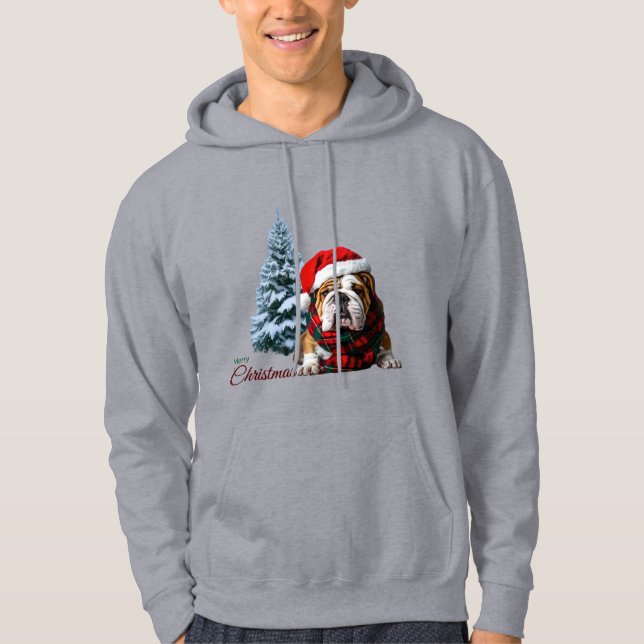 Merry Christmas Bulldog Hoodie (Front)
