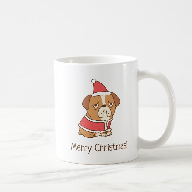 Merry Christmas Bulldog Santa Claus coffee mug (Right)