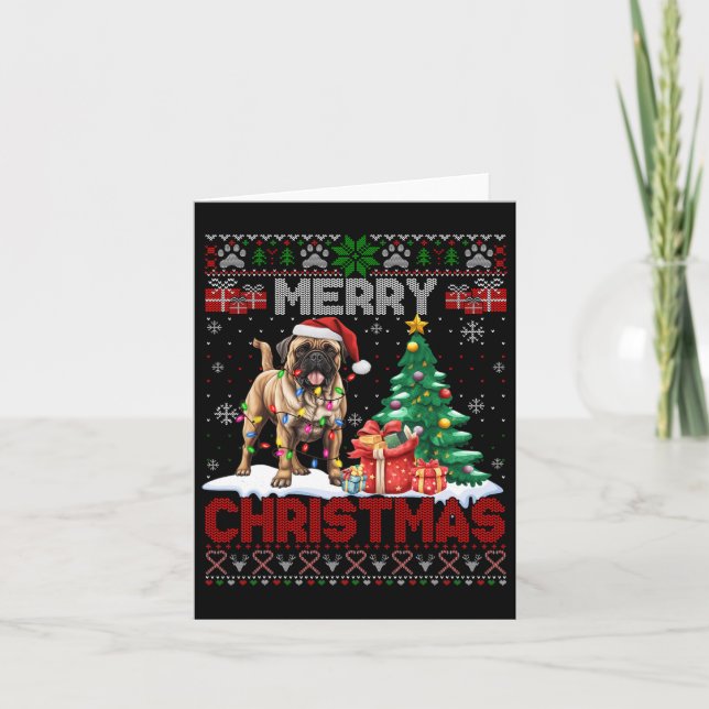 Merry Christmas Bullmastiff Lovers Family Ugly Xma Card (Front)