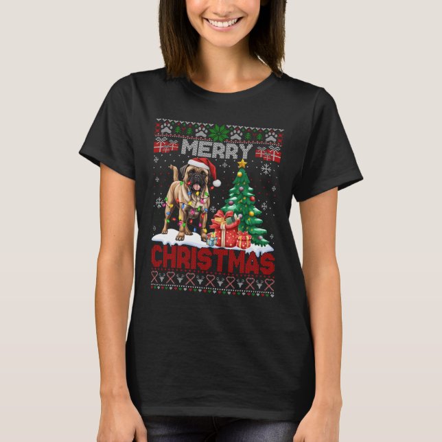 Merry Christmas Bullmastiff Lovers Family Ugly Xma T-Shirt (Front)