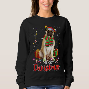 Merry Christmas Bullmastiff Santa Hat Tree Lights Sweatshirt