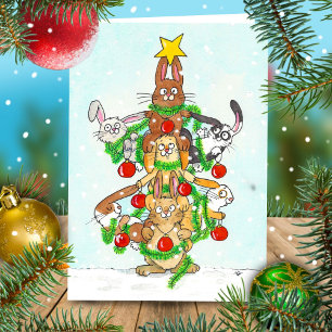 Merry Christmas Bunnies Holiday Card