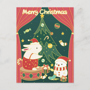 Merry Christmas Bunnies Postcard