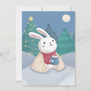 Merry Christmas: Bunny Illustration Holiday Card