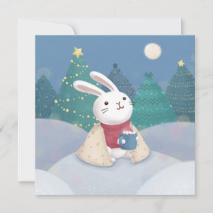 Merry Christmas: Bunny Illustration Holiday Card